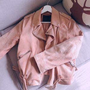 All saints leather jacket in dusty pink